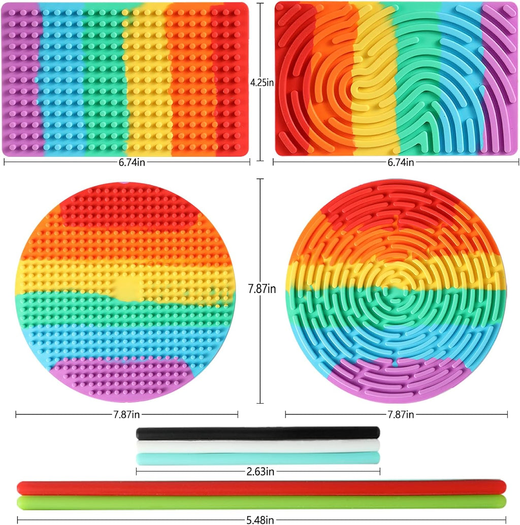2-Pack Silicone Sensory Activity Boards, Quiet Travel Fidget Toys