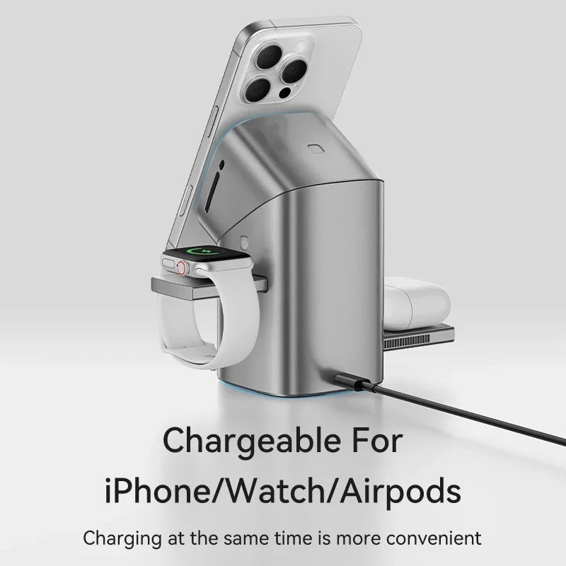 Qi2 Auto-Rotate Touch Magnetic 3 in 1 Wireless Charger Fast Charging 15W for Iphone 12/13/14/15/16, for Iwatch & Airpods