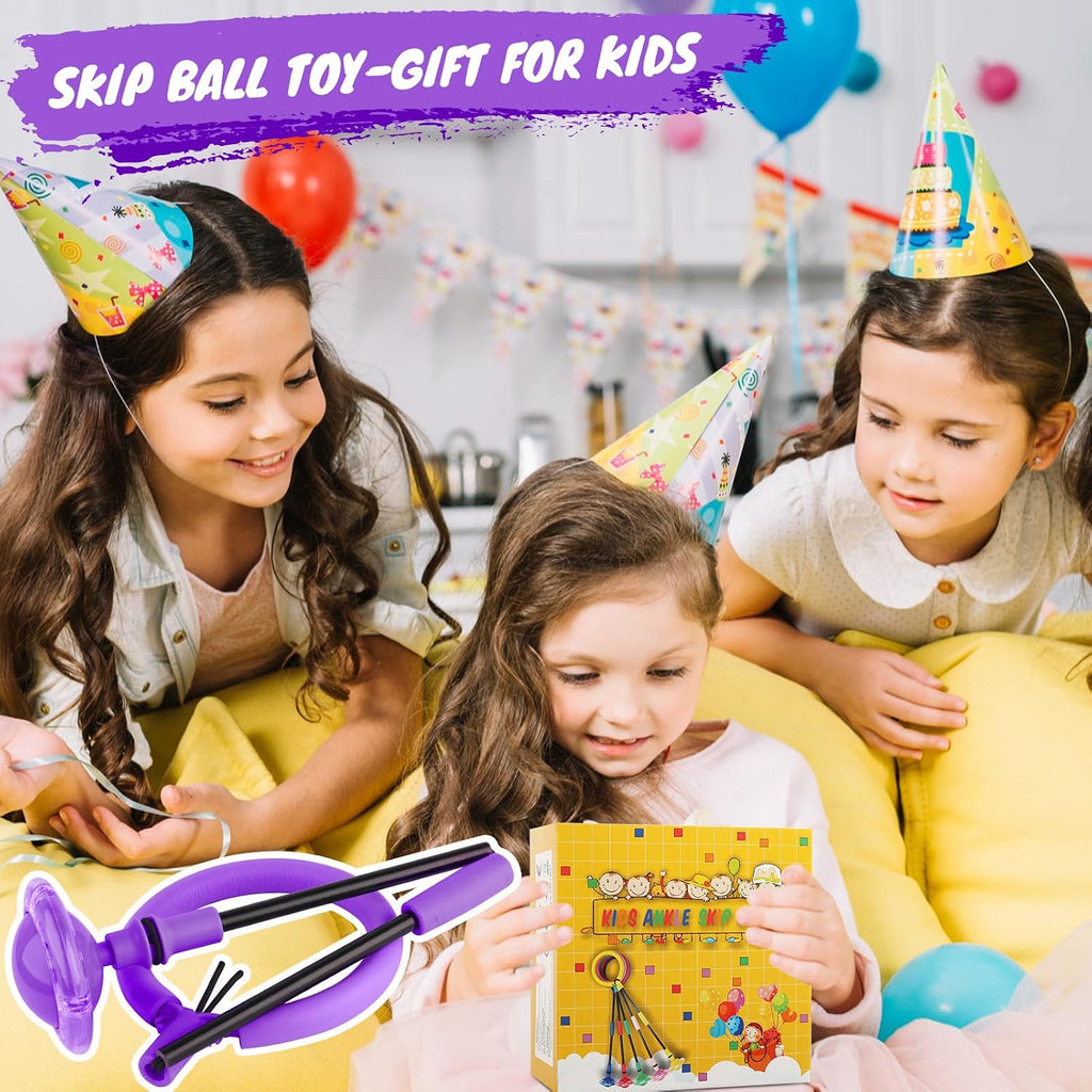 Ankle Skip Ball for Kids, Foldable Skip Ball Toy with Colorful Flash Wheel, outside Toys for Kids, Gift for Girls & Boys Age 5 6 7 8 9 10 Years Old