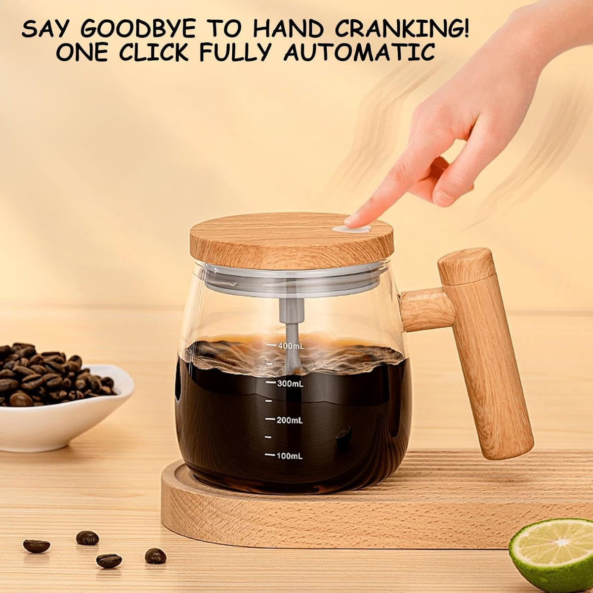 Electric Mixing Mug,Self Stirring Coffee Mug with Lid & Handle Home Office Stirring Cup,400Ml Lightweight Self Mixing Cup High Speed Suitable for Coffee/Milk/Protein Powder