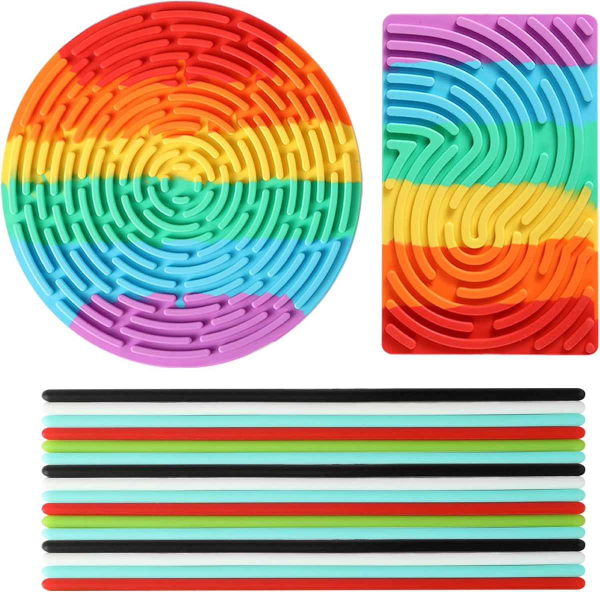 2-Pack Silicone Sensory Activity Boards, Quiet Travel Fidget Toys