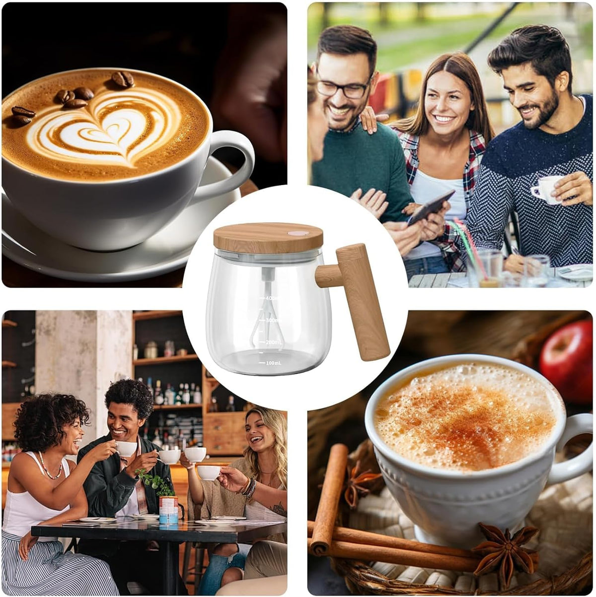 Electric Mixing Mug,Self Stirring Coffee Mug with Lid & Handle Home Office Stirring Cup,400Ml Lightweight Self Mixing Cup High Speed Suitable for Coffee/Milk/Protein Powder
